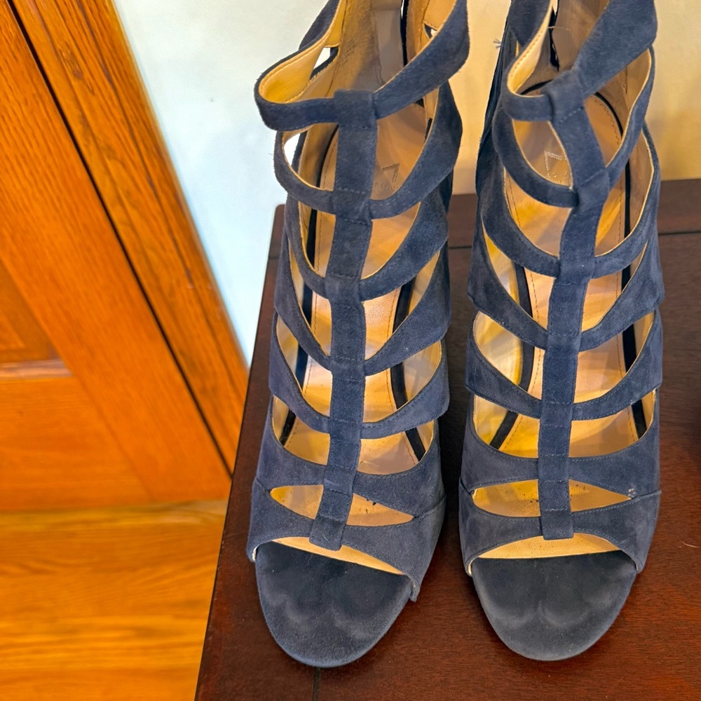 Elegant Strappy Blue Booties